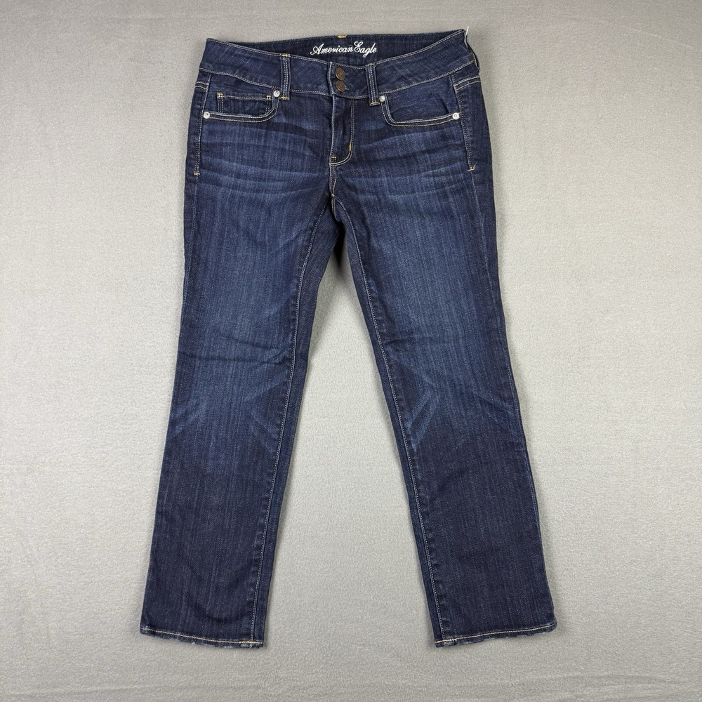 American Eagle Jeans Womens Size 6 Straight Leg Stretch‎ 30x26 Dark Wash